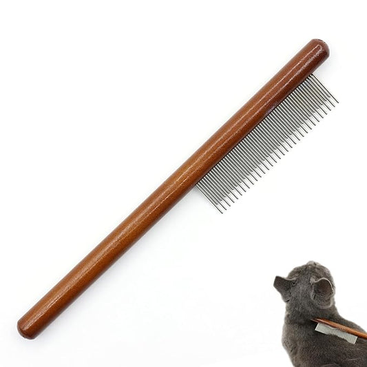Pet Dog Cat Shedding Comb - Hair Buster Grooming Comb for Cats and Dogs, Rabbits, Daily-Use Cat Deshedding Brush, for Cats with Short and Long Fur (Long and Short Teeth)