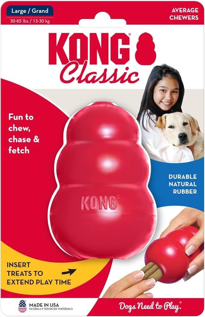 KONG Classic Stuffable Dog Toy - Fetch & Chew Toy for Dogs - Treat-Filling Capabilities & Erratic Bounce for Extended Play Time - Durable Natural Rubber Material - for Large Dogs