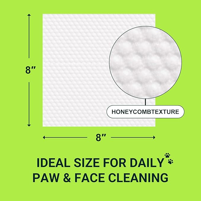 Pet Wipes for Dogs & Cats, Individually Wrapped Dog & Cat Wipes for Paws, Face & Body, Alcohol-Free Pet Grooming Wipes, 8"×8", 60 Count (20 Travel Packs)