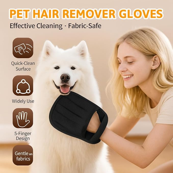 (1) Pet Grooming Set – Gentle Hair-Removing Gloves & Handy Grooming Tools for Dogs and Cats | Easy Shedding Solution for Home, Sofa, Clothes & Car Seats