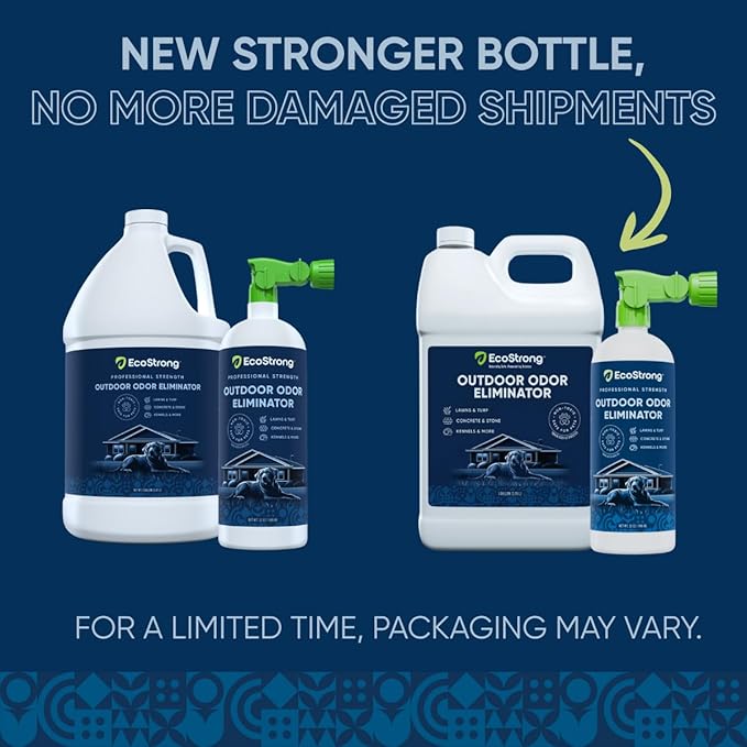 Eco Strong Outdoor Odor Eliminator Outside Dog Urine Enzyme Cleaner Powerful Pet, Cat, Animal Scent Deodorizer | Professional Strength for Yard, Turf, Kennels, Patios, Decks (160 oz Bundle w Sprayer)