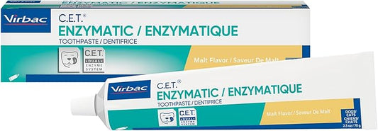 Virbac C.E.T.® Enzymatic Toothpaste| Tartar & Plaque Control for Fresh Breath | Pet Dental Care Toothpaste |Malt Flavor, 2.5 oz