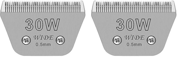 Audoc Wide Blades for Dog Grooming Blades Compatible with Andis,Oster A5,Wahl km10 Dog Clippers Stainless Steel Blades Blades for Animal Dog,Cat,Horse, (#30W(0.5mm)/2PCS)
