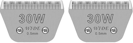 Audoc Wide Blades for Dog Grooming Blades Compatible with Andis,Oster A5,Wahl km10 Dog Clippers Stainless Steel Blades Blades for Animal Dog,Cat,Horse, (#30W(0.5mm)/2PCS)