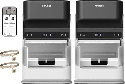 PETLIBRO Automatic Cat Feeders for 2 Cats, RFID Collar Tag for Exclusive Meals, Cats Recognition to Stop Food Stealing, Diet Tracking for Multi-Pet Homes and Different Diets, Pet Feeder Pack of 2