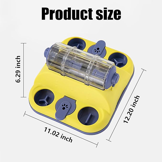 Dinochez Dog Toy, Interactive Slow Feeding Roller for Cats & Dogs - Fun Treat Dispensing, Puzzle Toy Small/Medium/Large Dogs Gifts, Dog Treat Puzzle (Yellow)