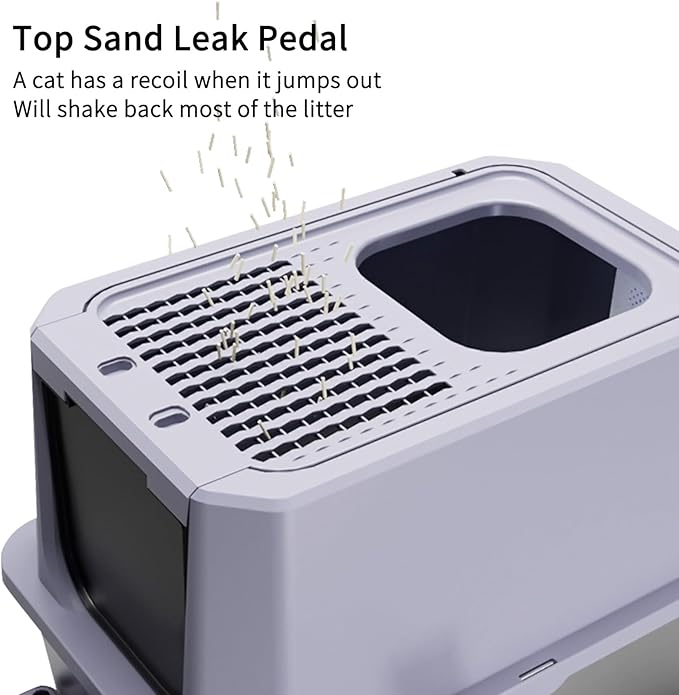 RIZZARI Stainless Steel Litter Box: Jumbo 23.8" Covered & High-Sided Litter Pan for Large Cats & Multi-Cat Homes – Durable - Odor-Free, Easy Clean - Indoor Use in Apartment - Bathroom - Living Room