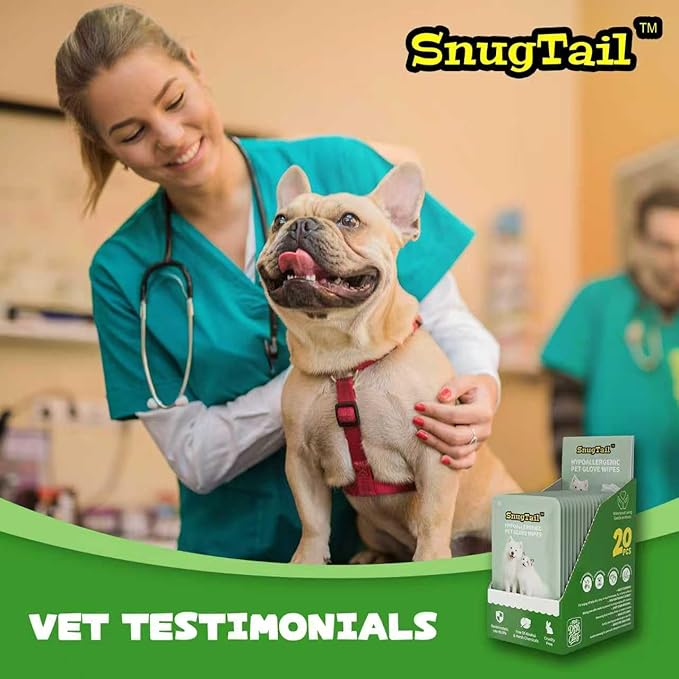 Pet Glove Wipes for Dogs & Cats,Shedding Control, Dander Removal & Paw Cleaning, Travel Essentials for Pets(20 Individual Pack)