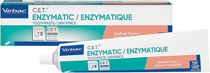 Virbac C.E.T.® Enzymatic Toothpaste| Tartar & Plaque Control for Fresh Breath | Pet Dental Care Toothpaste |Seafood Flavor, 2.5 oz