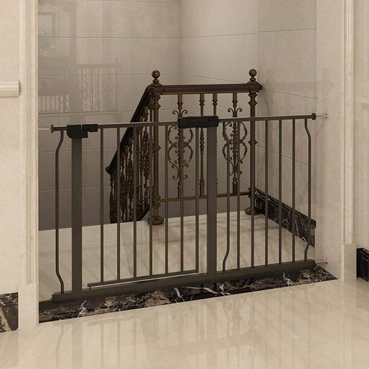 Extra Wide Baby Gate Tension Indoor Safety Gates Black Metal Large Pressure Mounted Pet Gate Walk Through Long Safety Dog Gate for The House Doorways Stairs (43.31"-48.03"/110-122CM, Black)