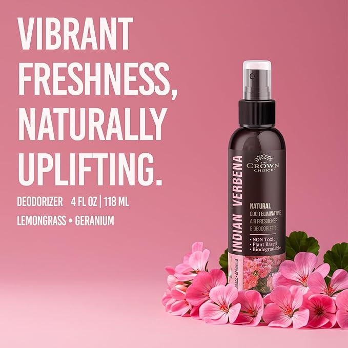 Non-Toxic Odor Eliminator, Natural Geranium & Lemongrass Air Freshener Spray for Home, Room, Closet & Couch Deodorizer, Long Lasting Bathroom & Toilet Freshener, Safe for Kids & Pets - 4 oz Pack of 1