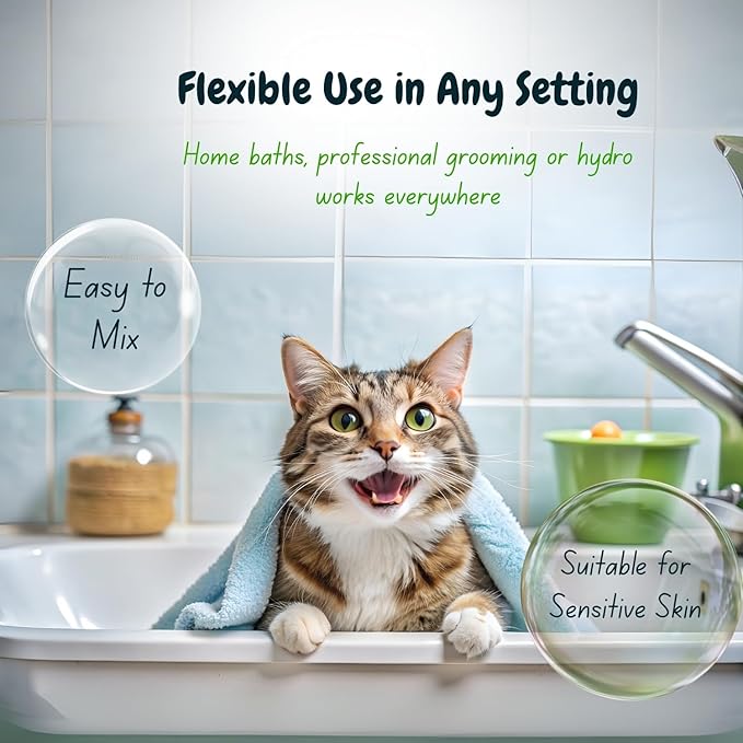 Petway Petcare Cat Shampoo, Anti Dandruff Shampoo for Deep Cleanse & Degreasing, Removes Excess Oils, Dirt and Dandruff, pH Balanced, Parabens & Sulfates Free, Cruelty Free, 8.5 Fl Oz