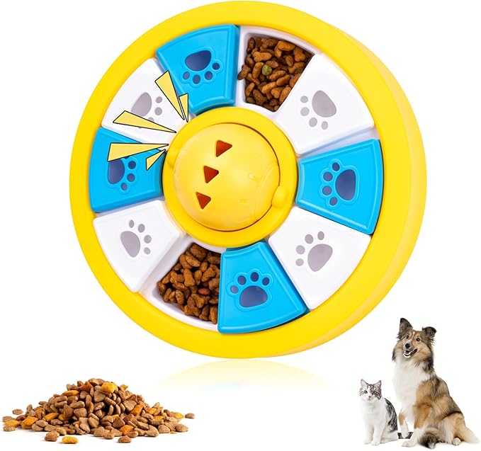 YuLohass Interactive Dogs Toys for Slow Feeder, Pets Puzzle Feeders for Food Dispenser, Cat Treat Puzzle Feeder for Medium Small Dogs Cats IQ Training Reducing Boredom Intelligence Improving (Yellow)