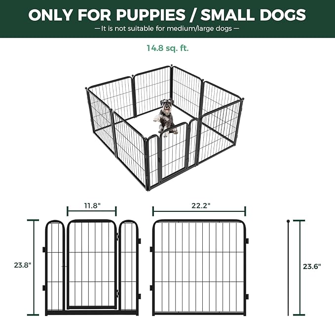 FXW Homeplus Unleashed Indoor Dog Playpen - Stress-Free and Safe Play, Heavy Duty 24 Inch 8 Panels with Fence-to-Wall Anchor (Pack of 4) for Puppy and Small Dogs, Black│Patented