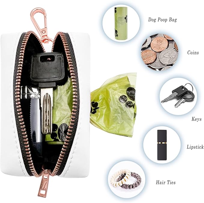 Soft Leather Dog Collar and Leash (6.6') Set - Stylish Rose Gold Heavy Duty Metal Buckle, 4 Adjustable Lengths Leash for Small Medium Large Dogs - Comfortable & Easy to Clean White Poop Bag Holder