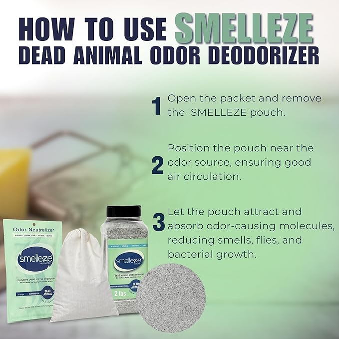 SMELLEZE Ultimate Odor Removal Bundle – 2 lb. Granules + 1 Reusable Pouch | Eliminates Tough Smells | Safe, Natural & Long-Lasting Indoor & Outdoor Odor Control