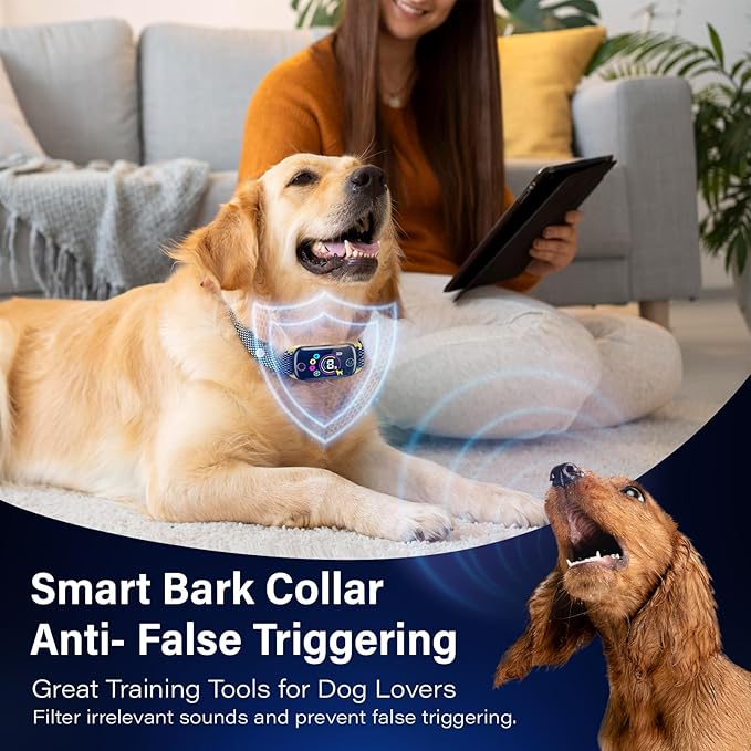 Dog Bark Collar for Large Medium Small Dogs, Rechargeable Bark Collar, Anti Barking Training Collarwith 8 Sensitivity Levels, Beep/Vibration Modes, Auto Correction for Dogs, IP67 Waterproof