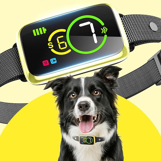 1S Stop Barking Smart Dog Bark Collar, Humane Anti Barking Device with Beep & Vibration, 7 Adjustable Sensitivity, Ultra-Light Bark Collar for Small Medium Large Dogs IP67 Waterproof Indoor Outdoor