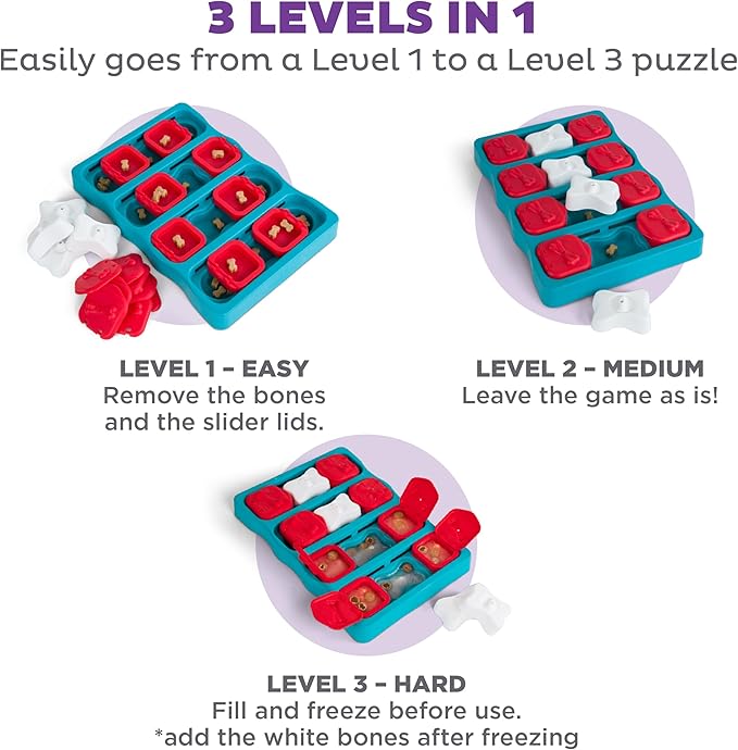 Outward Hound by Nina Ottosson Dog Brick – Interactive Treat Puzzle Enrichment Toy, Level 2 Intermediate