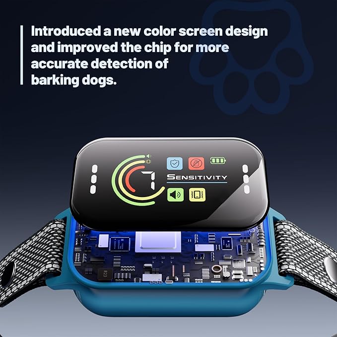 JEUJE Dog Bark Collar,Bark Collar for Large Medium Small Dogs, Anti Barking Training Collar with 7-Level Sensitivity + 5 Safety Modes Humane Training System-Blue