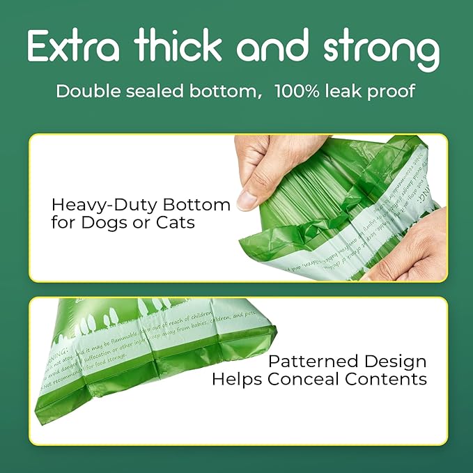 ATIFBOP Biodegradable Dog Poop Bags 150 Counts with Dispenser, Leak Proof and Extra Thick, Poop Bag Holder(Unscented)