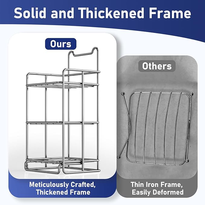 3 Tier Soap Bar Holder, 304 Stainless Steel Soap Dish for Bathroom, Removable Sponge Rack for Kitchen Sink (Silver)