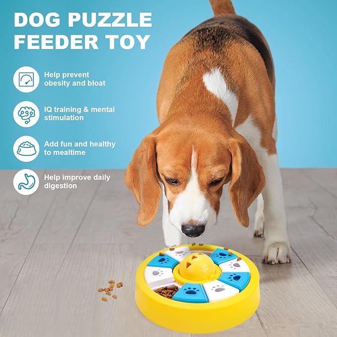 YuLohass Interactive Dogs Toys for Slow Feeder, Pets Puzzle Feeders for Food Dispenser, Cat Treat Puzzle Feeder for Medium Small Dogs Cats IQ Training Reducing Boredom Intelligence Improving (Yellow)