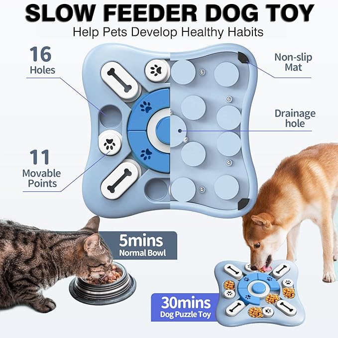 XIGOU Dog Puzzle Toys - Treat Dispensing Dog Enrichment Toys for IQ Training & Brain Stimulation - Interactive Mentally Stimulating Toy - Gifts for Puppies, Cats, Dogs