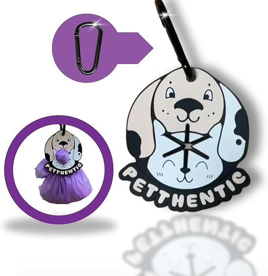 PETTHENTIC Dog Waste Bag Holder, Bag Carrier with Carabiner Clip, Hand Free Rubber Holder, Hands Free Poop Bag Carrier for Leash, Pet Waste Bag Holder for Dog, Walking, Running, or Bicycle Accessory