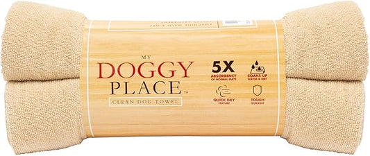 My Doggy Place - Super Absorbent Microfiber Towel - Dog Bathing Supplies - Microfiber Drying Towel - Washer Safe - Oatmeal - 45 x 28 in - 1 Piece