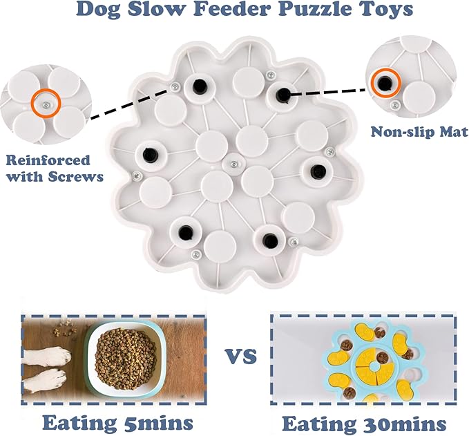 Cdipesp Dog Puzzle Toys for Smart Dogs Treat Dispensing Mental Stimulation Toys Dog/Cat Puzzle Feeder Dog Enrichment Toys Interactive Dog Toys for Boredom (Flower)