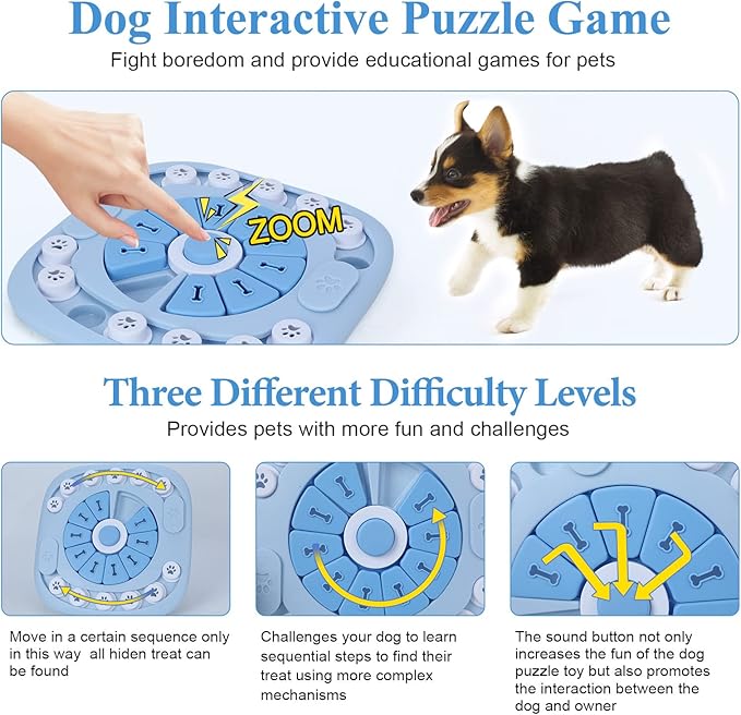 XIGOU Dog Puzzle Toys - Treat Dispensing Dog Enrichment Toys for IQ Training & Brain Stimulation - Interactive Mentally Stimulating Toy - Gifts for Puppies, Cats, Dogs