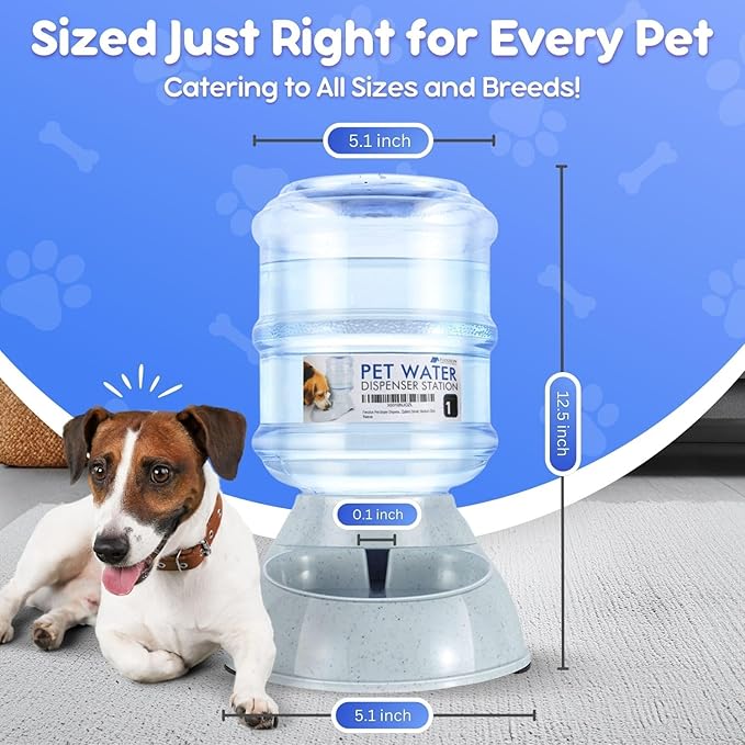 Flexzion Automatic Dog Feeder and Water Dispenser Set - 2 Pack, Self Dispensing Pet Gravity Feeder Dog Cat Food and Water Bowl Combo, 1 Gallon Automatic Water and Food Dispenser for Dogs and Cats