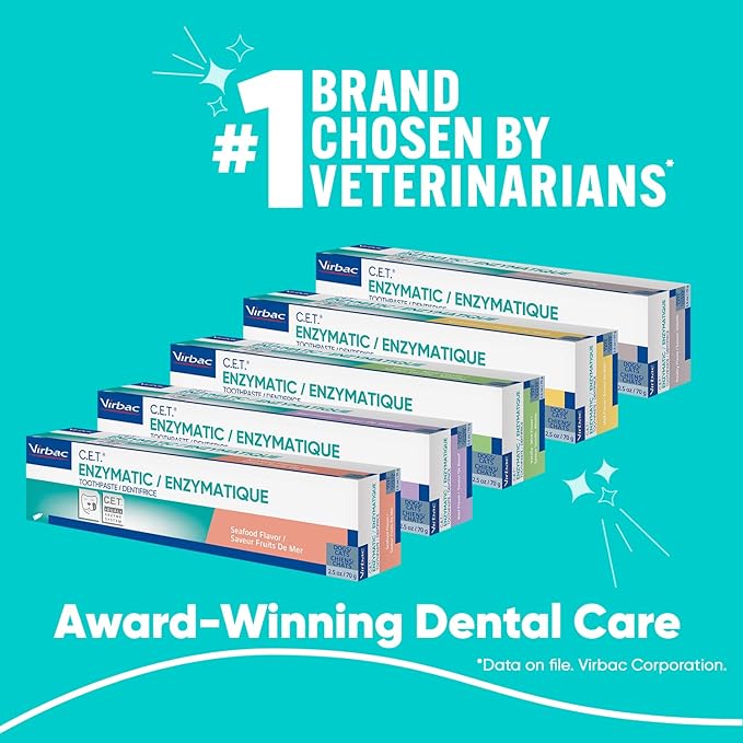 Virbac C.E.T.® Enzymatic Toothpaste| Tartar & Plaque Control for Fresh Breath | Pet Dental Care Toothpaste |Beef Flavor, 2.5 oz