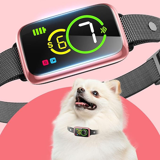 1S Stop Barking Smart Dog Bark Collar, Humane Anti Barking Device with Beep & Vibration, 7 Adjustable Sensitivity, Ultra-Light Bark Collar for Small Medium Large Dogs IP67 Waterproof Indoor Outdoor
