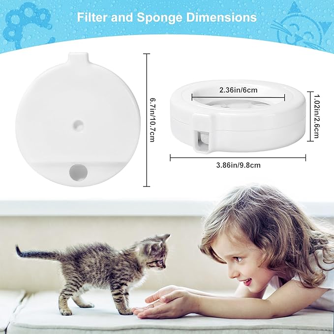 4 Pack Replacement Filters for 3.6L/4.6L/6L/8L Gravity Pet Water Dispenser, YOIHABV Dog Water Filter Replacement, Triple Filtration Pet Fountain Filter, Water Feeder Filter for Cat and Dog(1 Brush)