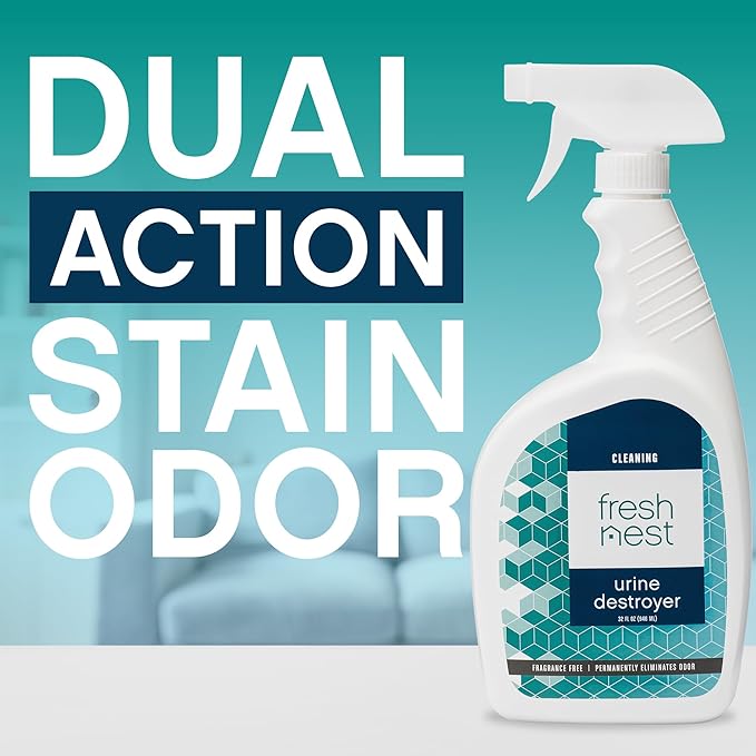 Urine Destroyer - Fragrance-Free Cleaner for Stain and Odor Removal on Wood Floors, Carpets, Mattresses - Ideal for Cats, Dogs, and Pets - Powerful Resolve and Eliminator Formula - 32 Fl Oz