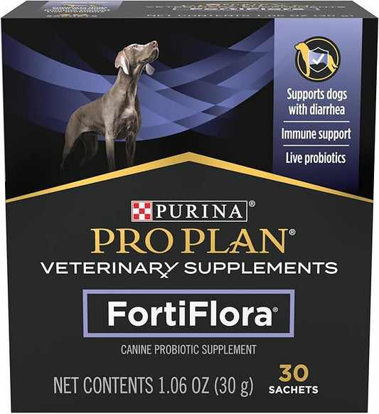 Purina Pro Plan Veterinary Supplements FortiFlora Canine Probiotics for Dogs, Helps Digestive Gut Health and Diarrhea - 30 ct. Box