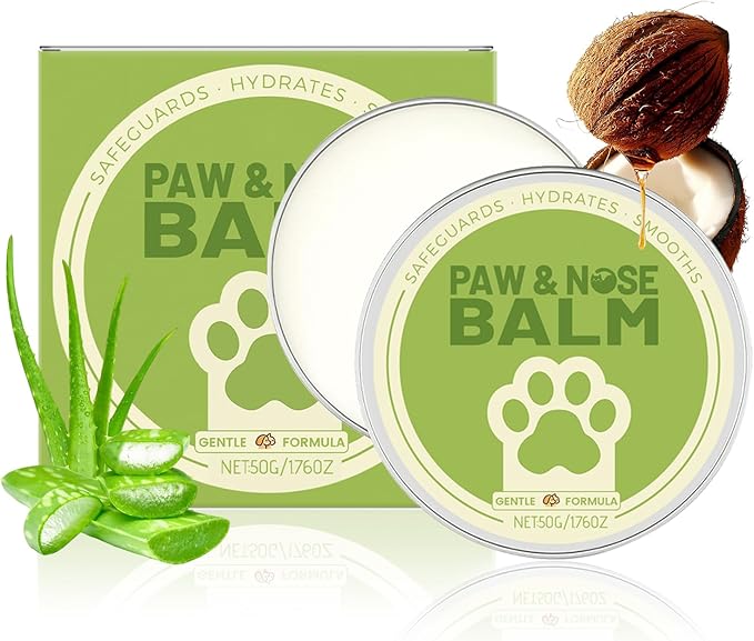 FlowFish [50 g/1.76 oz *2] Dog Paw Balm with Coconut Oil for Dogs and Cats, Dry Paw Pad Moisturizer & Essential Oils Safe for Dogs with Non-irritating Pet Care/Horse Hoof Care