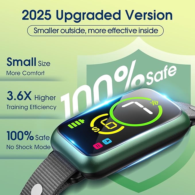 1S Stop Barking Smart Dog Bark Collar, Humane Anti Barking Device with Beep & Vibration, 7 Adjustable Sensitivity, Ultra-Light Bark Collar for Small Medium Large Dogs IP67 Waterproof Indoor Outdoor