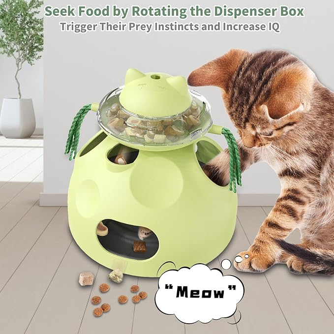 Crazydeer Interactive Cat Toy for Indoor Cats, 4-in-1 Modular Design with Treats Puzzle Slow Feeder, Cat Teaser Wand, Ball Maze & Spinning Ball | Kitten Enrichment Toys for Indoor