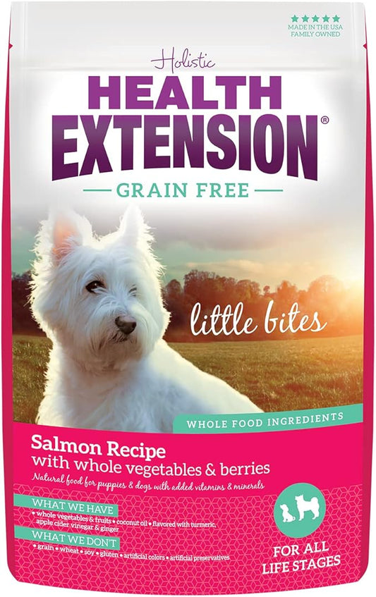Health Extension Grain Free Salmon & Sweet Potato Little Bites Small Kibble Formula with 30+ Superfoods, Omega 3, and Probiotics for Teacups, Toys & Miniature Dogs (12lb)