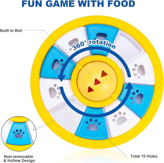 YuLohass Interactive Dogs Toys for Slow Feeder, Pets Puzzle Feeders for Food Dispenser, Cat Treat Puzzle Feeder for Medium Small Dogs Cats IQ Training Reducing Boredom Intelligence Improving (Yellow)