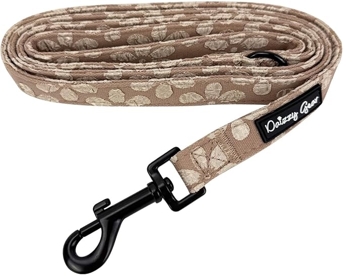 Small Dog Collar and Harness Set – No Pull, All-Weather, Breathable Harness & Leash Set with Collar, Bandana, Sailor Bow & Poop Bag Holder – Adjustable & Soft - Cocoa Bloom on Jacquard Fabric
