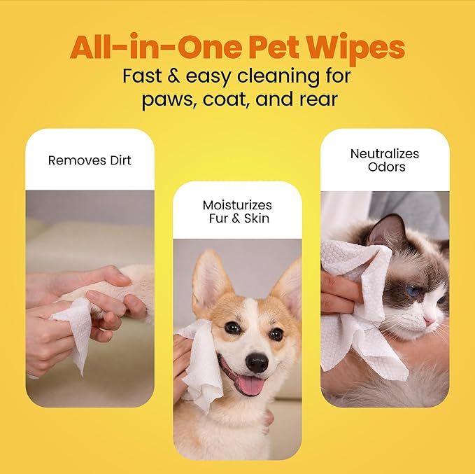 HEAVY Dootie Wipes - Convenient Durable Dog Wipes for Paws, Butt with Very Mild Pleasant Citrus Scent, 100 Count - Puppy Essentials Pet wipes, Dog Wipes Cleaning and Deodorizing. Made with Bamboo.