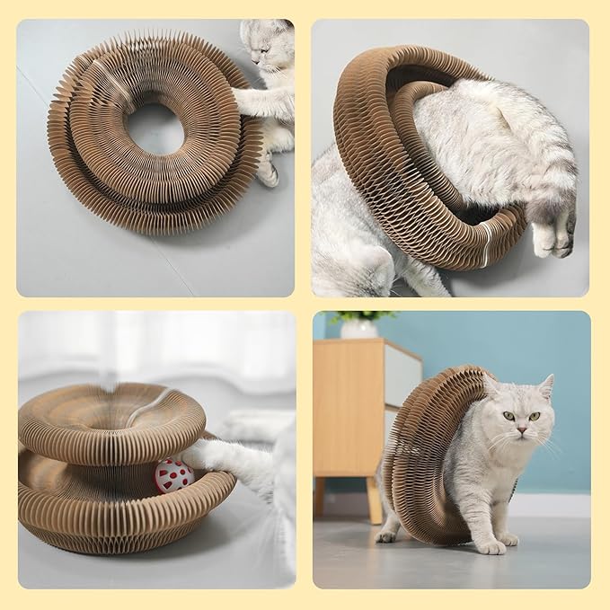 Kitty Curls Cat Toy,Magic Organ Cat Toy,Cat Scratcher for Grinding Claw Cardboard Cat Toys,Interactive Scratch Pad with Toy Ball