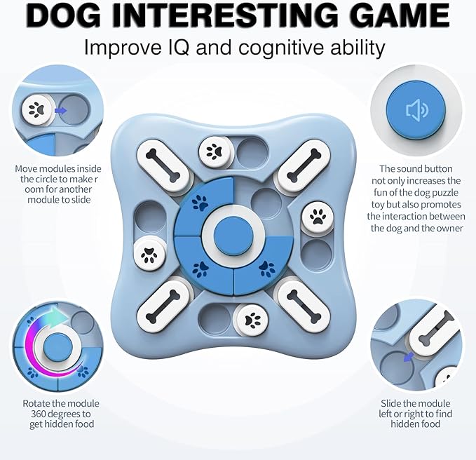 XIGOU Dog Puzzle Toys - Treat Dispensing Dog Enrichment Toys for IQ Training & Brain Stimulation - Interactive Mentally Stimulating Toy - Gifts for Puppies, Cats, Dogs
