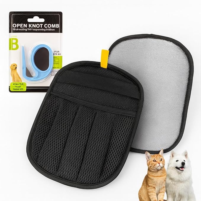 (1) Pet Grooming Set – Gentle Hair-Removing Gloves & Handy Grooming Tools for Dogs and Cats | Easy Shedding Solution for Home, Sofa, Clothes & Car Seats