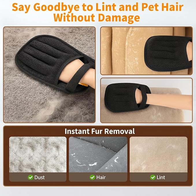 (1) Pet Grooming Set – Gentle Hair-Removing Gloves & Handy Grooming Tools for Dogs and Cats | Easy Shedding Solution for Home, Sofa, Clothes & Car Seats