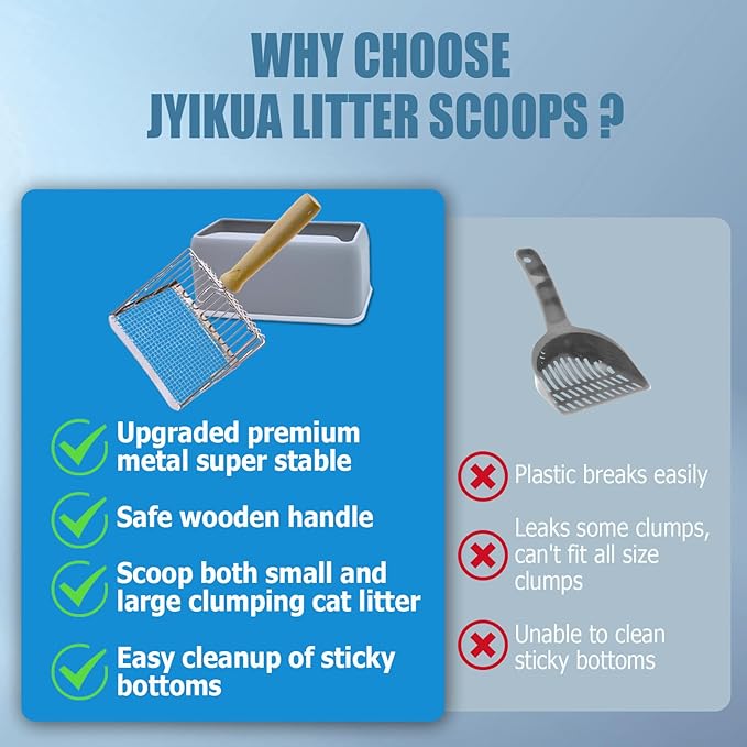 2025 Latest 5-In-1 Cat Litter Scooper with Holder, Metal Cat Litter Scoop Deep Shovel Kitty Poop Scooper Stand for Litter Box, Fast Sifting Kitty Poop Scooper Caddy Poop Scooper Stand (Multicolor-B)